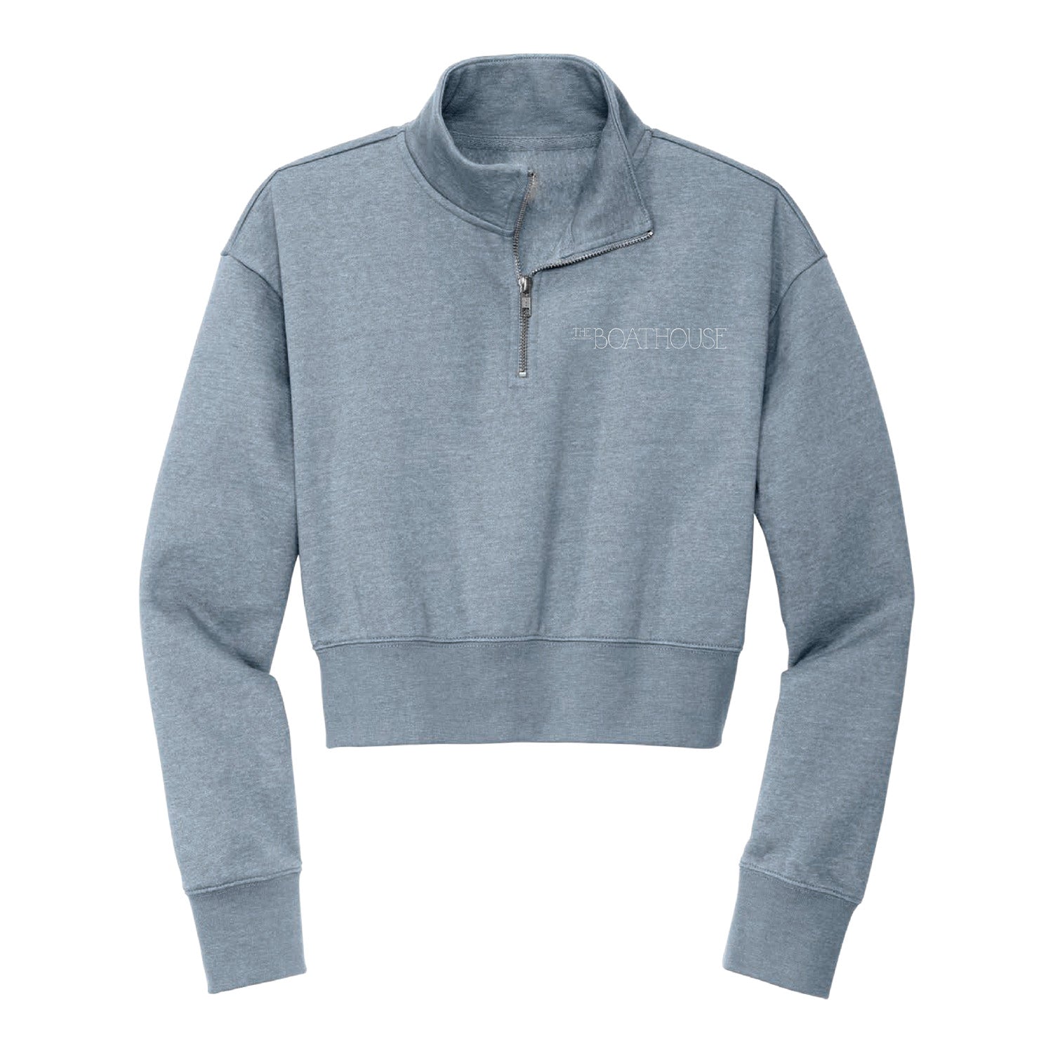 Central Park Boathouse Ladies Blue 1/2 Zip Fleece - Front View