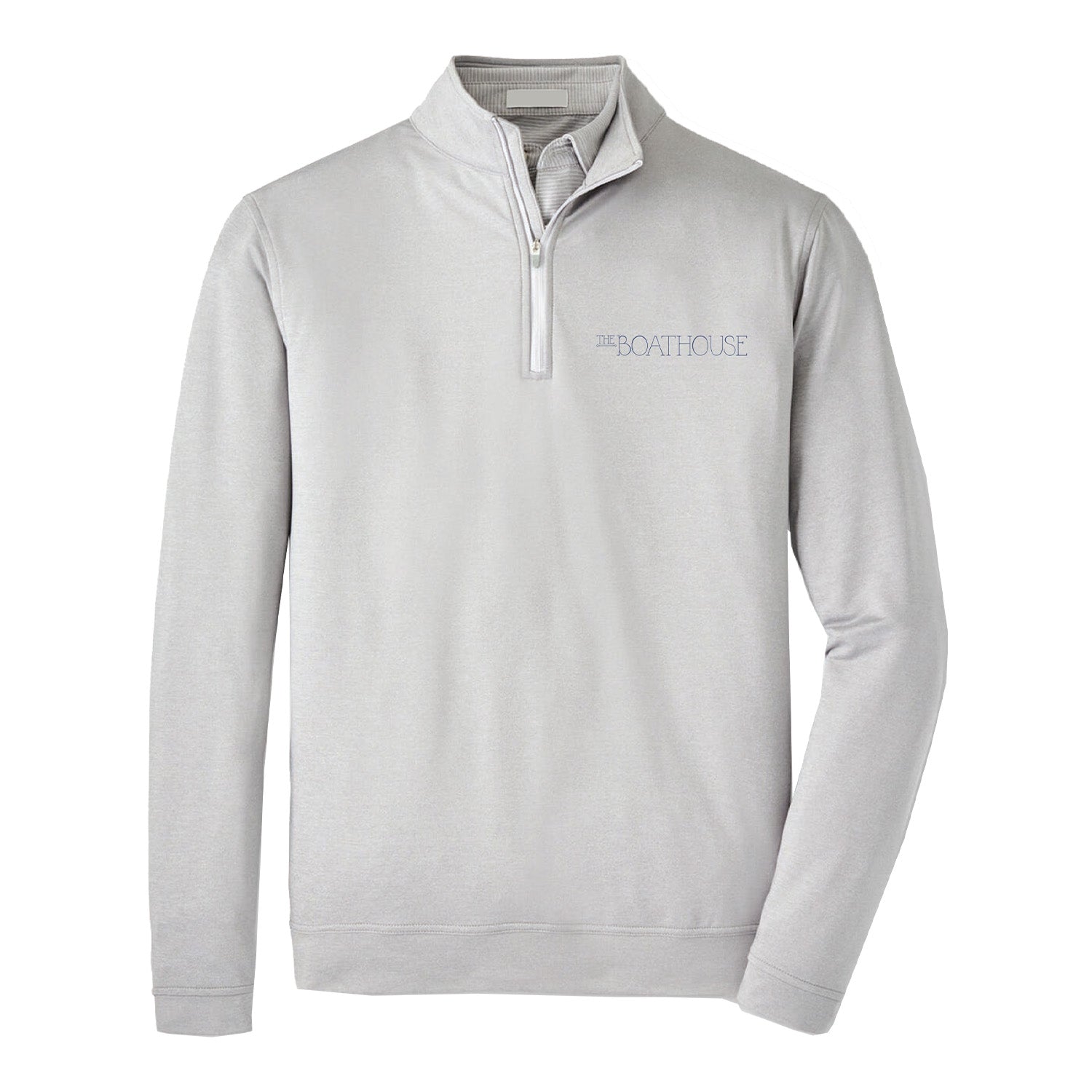 Peter Millar Central Park Boathouse Grey Quarter-Zip Pullover - Front View
