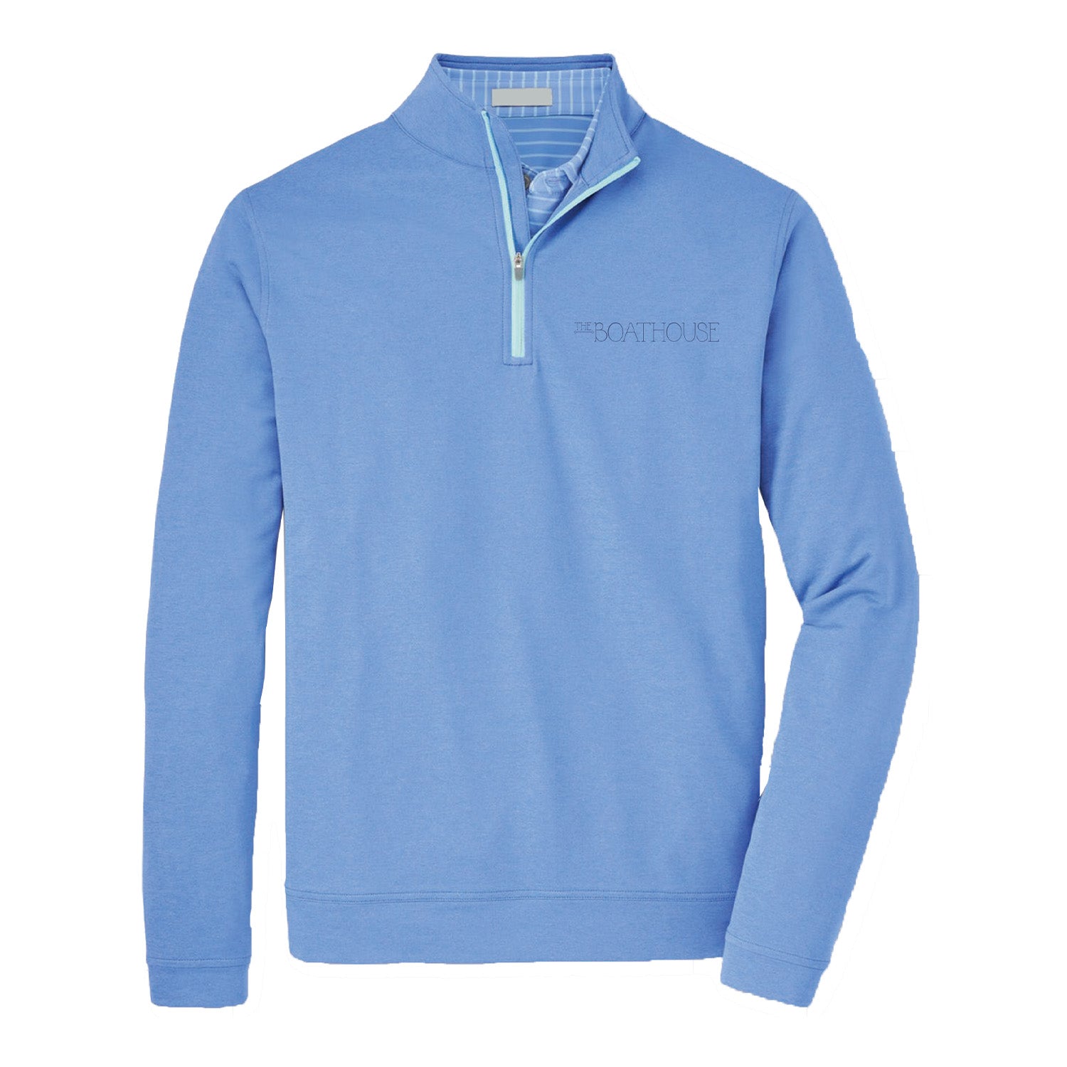Peter Millar Central Park Boathouse Light Blue Quarter-Zip Pullover - Front View