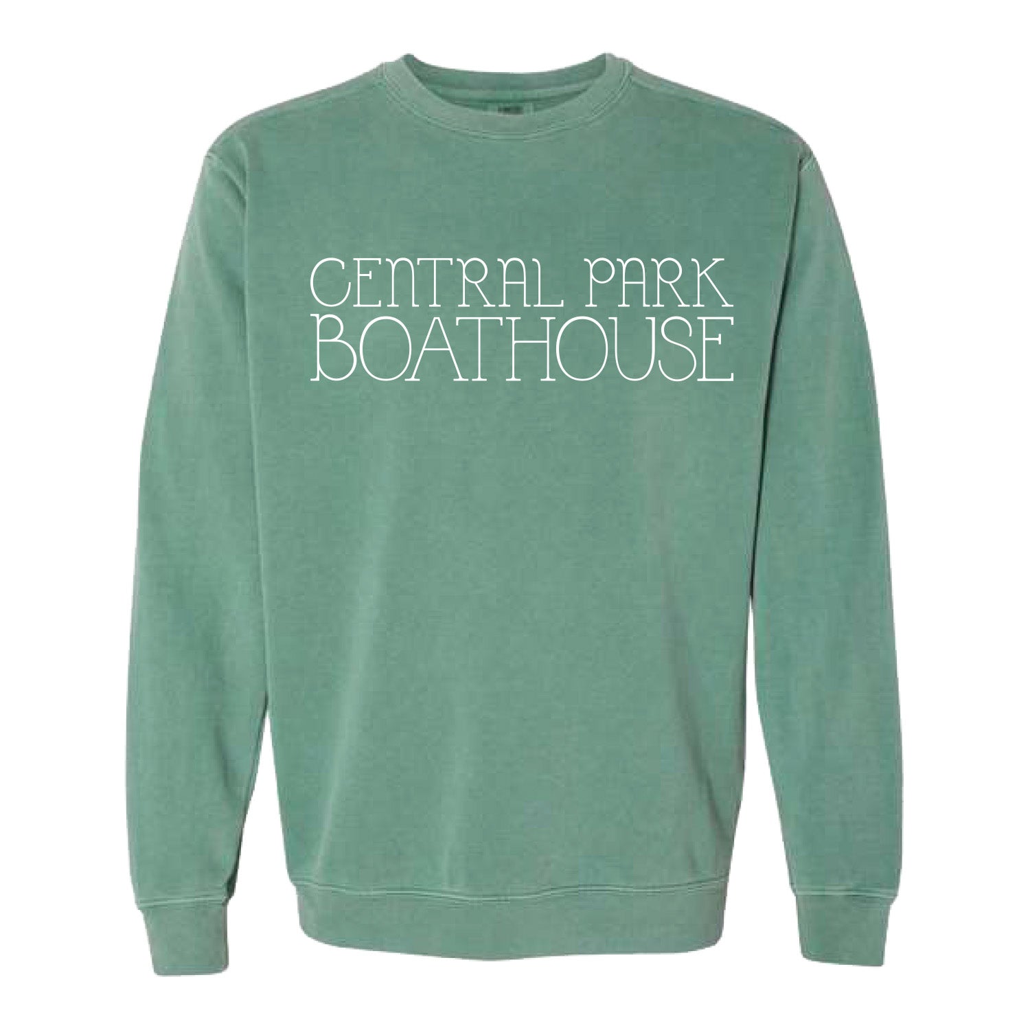 Comfort Colors Central Park Boathouse Green Crewneck - Front View